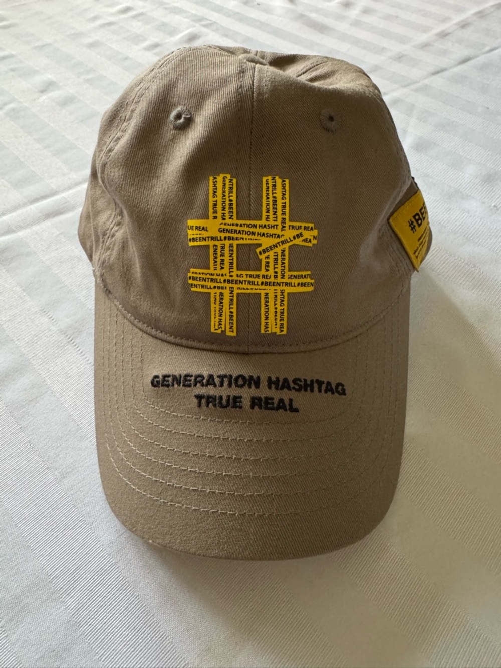 Generation Hashtag True Real Beige Cotton Baseball Cap by Beentrill